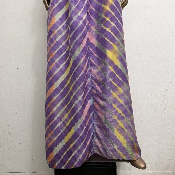 Calypso St Barth 100% Silk Purple Sleeveless Tie Dye Maxi Dress Ruffle Top Sz S - Picture 3 of 13